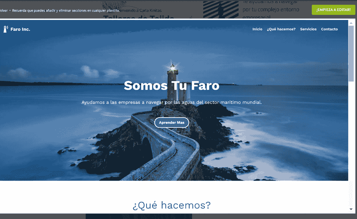 Diseño de página de inicio con un título claro y llamativo