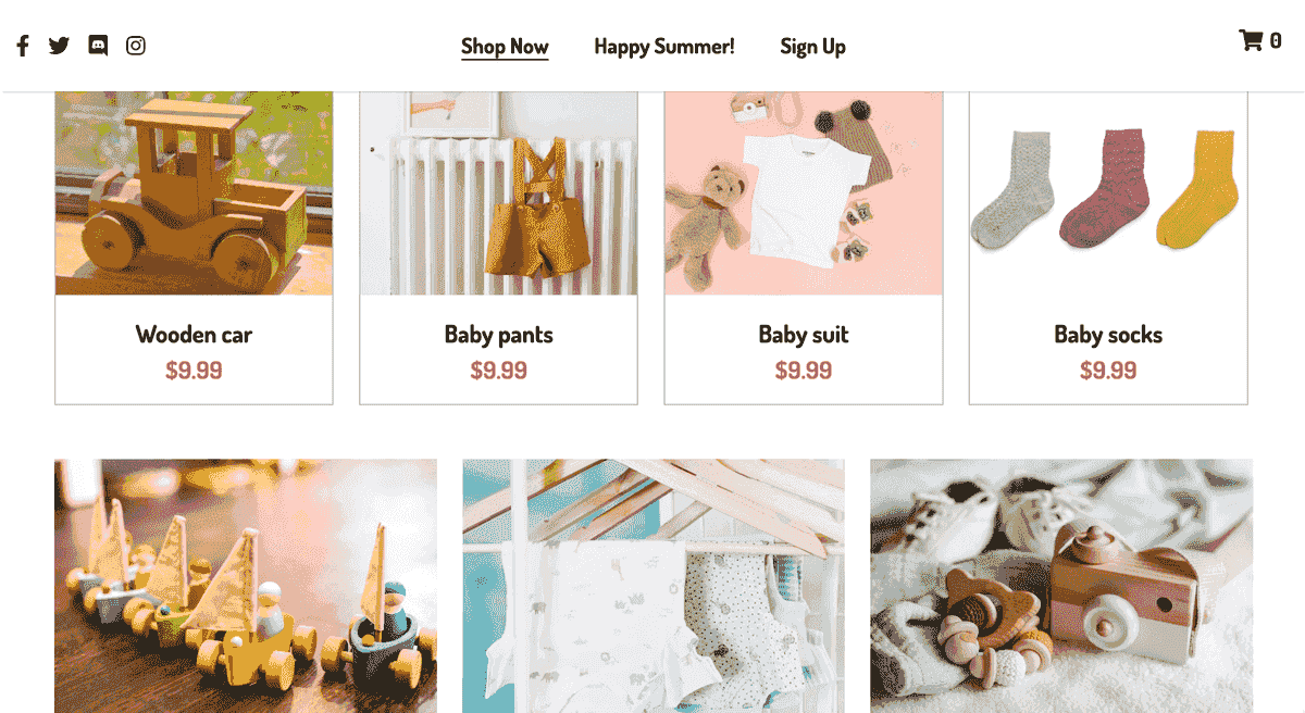 Plantilla de tienda online Peggi de Strikingly