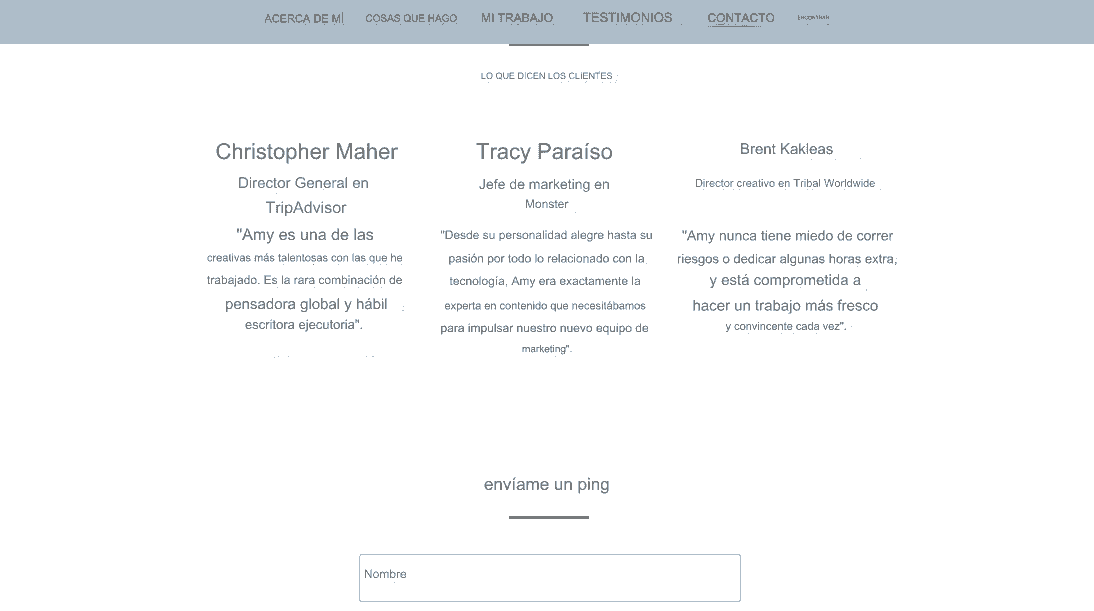 Plantilla de Portafolio de Perfil con Strikingly