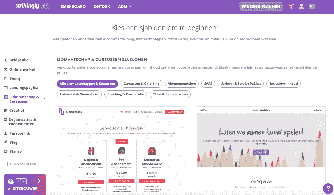 Bouw een lidmaatschapswebsite met Strikingly-sjablonen
