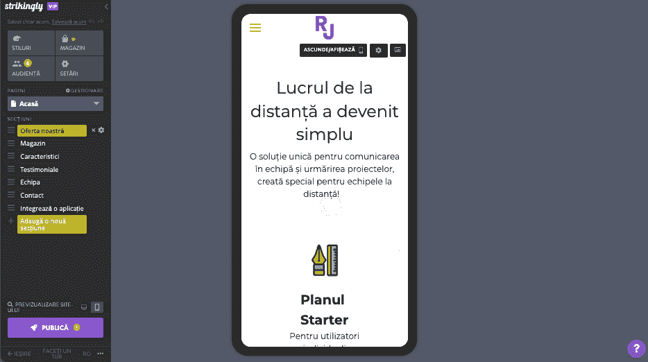 Creșteți productivitatea cu modele mobile responsive pe Strikingly pentru crearea de site-uri web