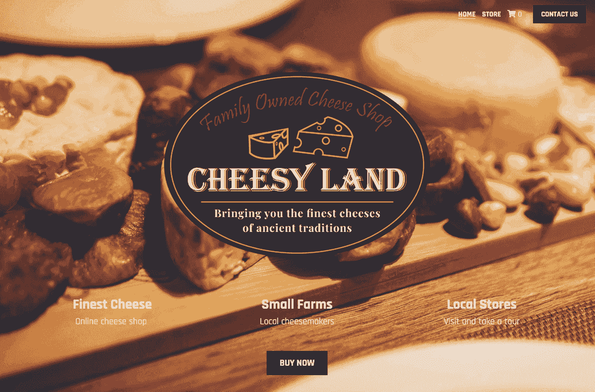 Plantilla Cheesy Land de Strikingly