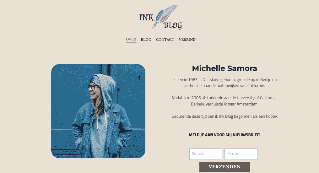 Inktblogsjabloon van Strikingly