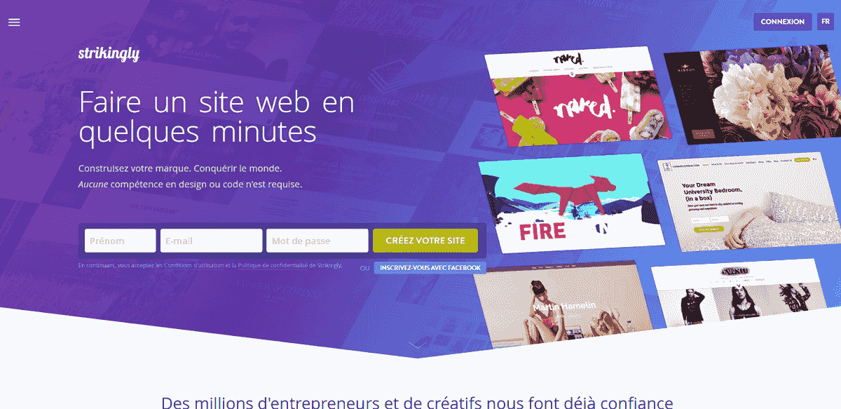 Fonctionnalités Strikingly pour le marketing des services