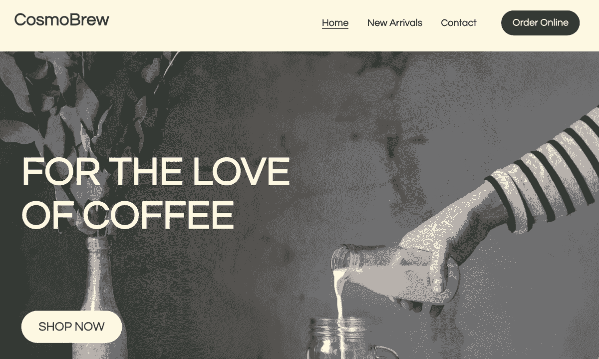 Plantilla CosmoBrew de Strikingly