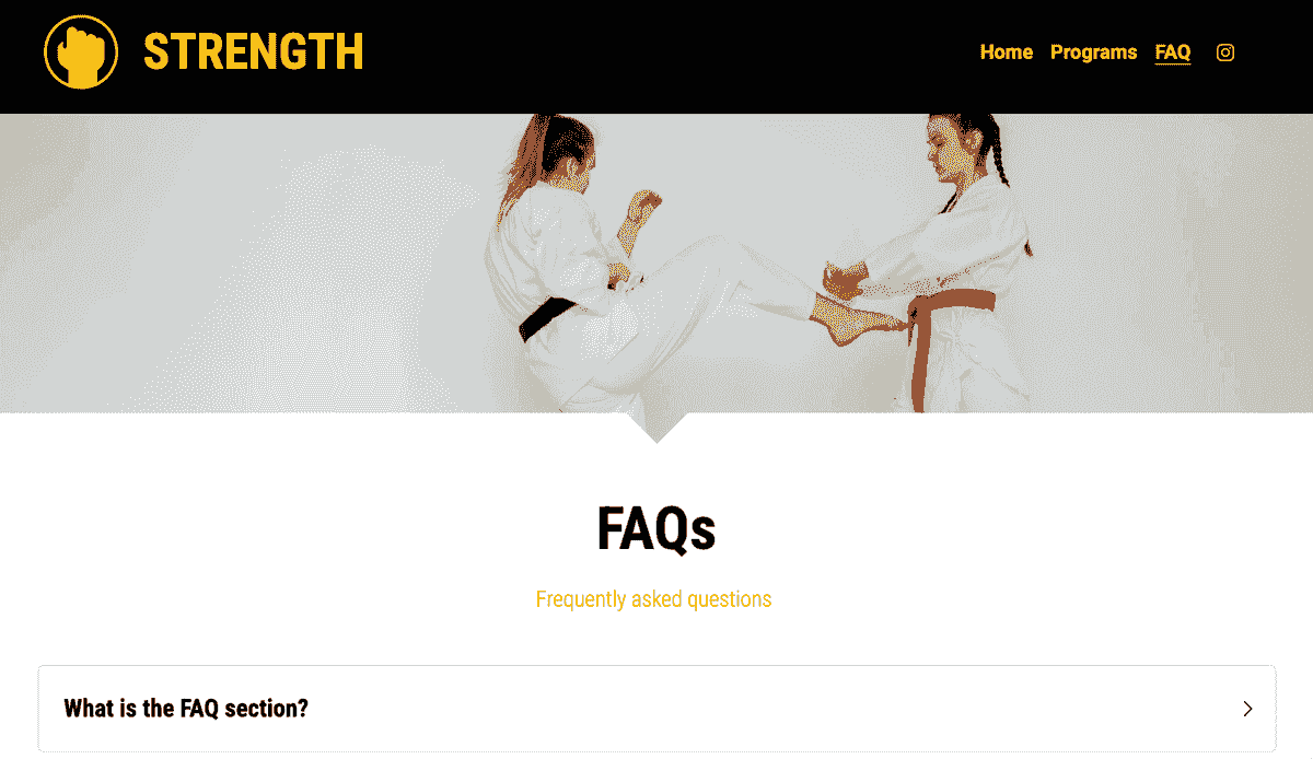 Plantilla de escuela de karate de Strikingly