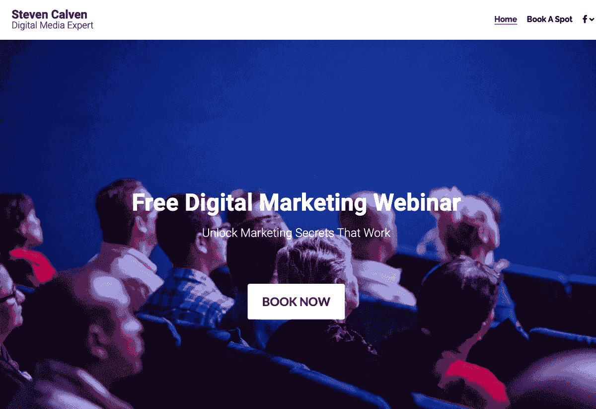 Szablon witryny seminarium internetowego firmy Strikingly