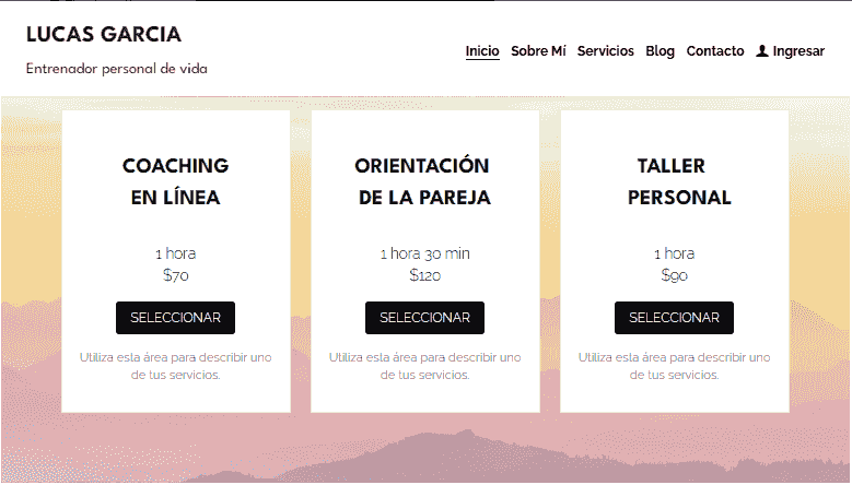Plantilla de Coach de Vida Personal de Strikingly