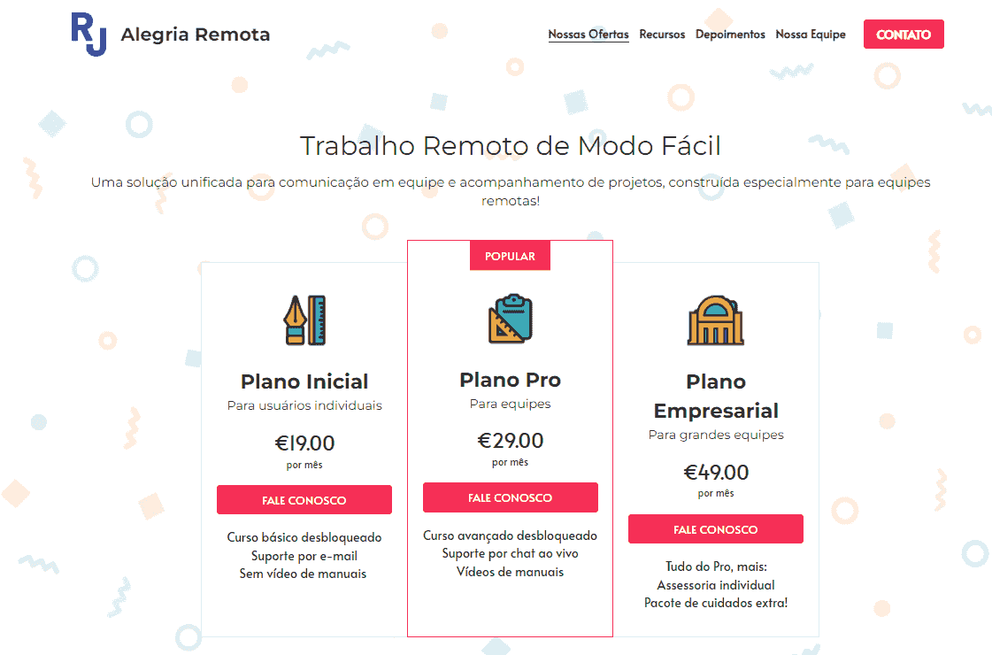 Modelo de loja virtual Remote Joy da Strikingly