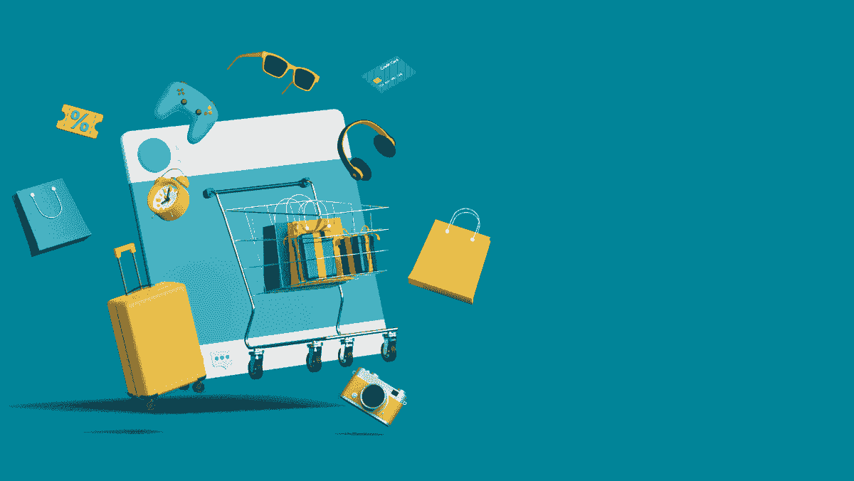 Concept Mcommerce, cumpărături online în randare 3D