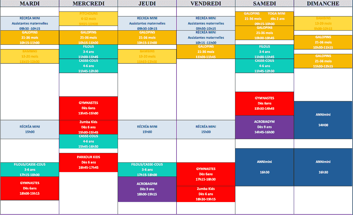 Planning du 23 juin au 5 juillet Planning du 23 juin au 5 juillet