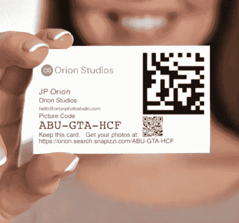 Close-up of Snapizzi QR code card used to match participants with their photos at school, sports, and event shoots Close-up of Snapizzi QR code card used to match participants with their photos at school, sports, and event shoots