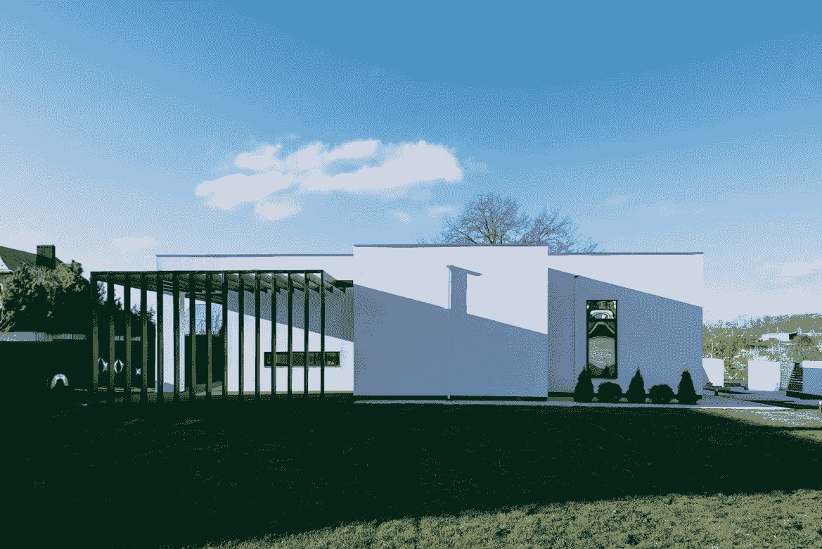 Modern and sustainable shipping home with solar panels