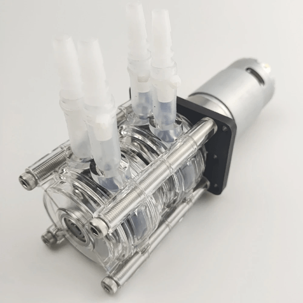 This dual-head high-flow anti-corrosion peristaltic pump is designed for industrial applications that require a high flow rate, corrosion resistance, and self-priming capabilities. It features two pump heads that deliver strong suction and flow rates while maintaining low noise and maintenance-free operation. The pump body is made of stainless steel to ensure durability and corrosion resistance, suitable for a variety of working environments.