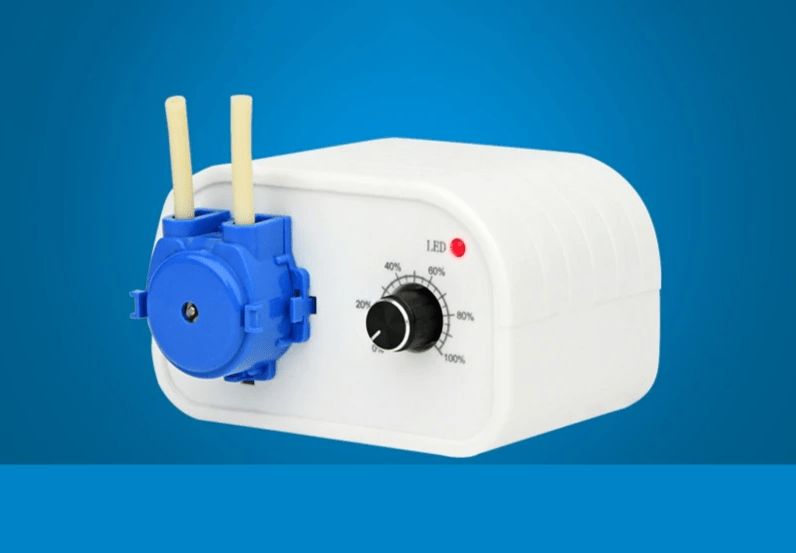 The NKCP peristaltic pump is a small yet powerful device designed for accurate and adjustable liquid handling. Made from durable engineering plastic, it ensures long-lasting performance and resistance to wear. With an electric drive mechanism, this pump is capable of precise metering, making it ideal for laboratory use.