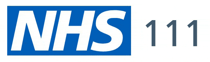    The logo for NHS 111 is displayed prominently. It features the letters “NHS” in bold white font inside a blue rectangular box, followed by the number “111” in grey font on a white background. The design is clean and straightforward, reflecting the clarity and accessibility of the NHS 111 service—a free-to-call medical helpline in the United Kingdom that provides urgent health advice. The image conveys trust, professionalism, and public service, emphasizing the availability of healthcare support.