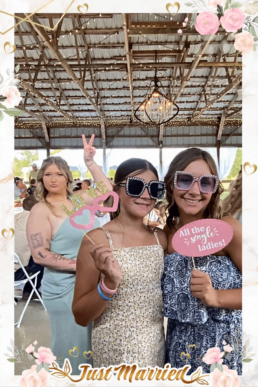 Wedding photo booth at rustic wedding in Indiana 