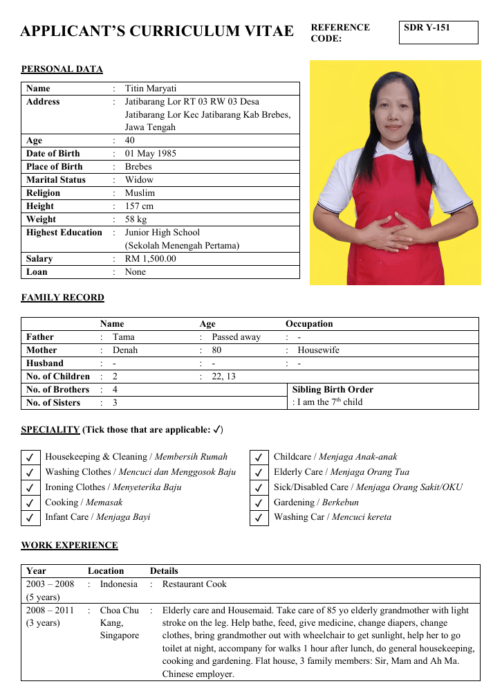 Titin Maryati SDR Y-151