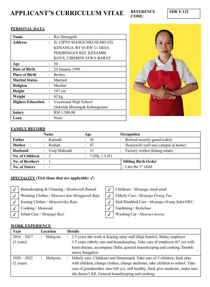 Ria Dinengsih SDR Y-132