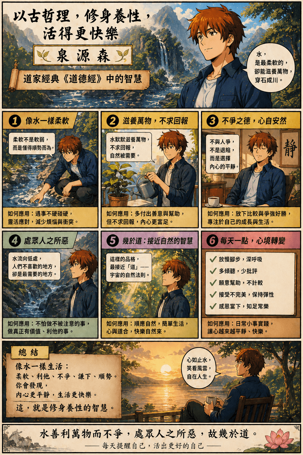 中國古代哲言--道德經：水善利萬物而不爭