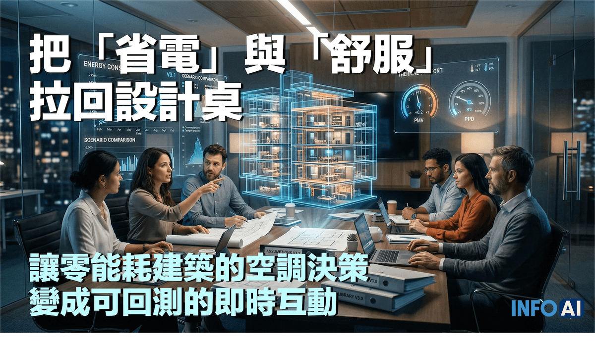 InfoAI 全球AI新聞精選與解讀| 把「省電」與「舒服」拉回設計桌, 讓零能耗建築的空調決策, 變成可回測的即時互動