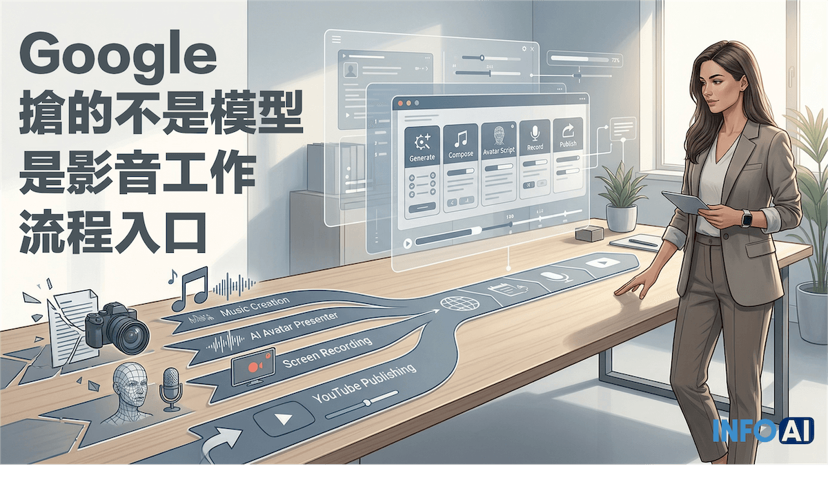 InfoAI | Google Vids 整合 Veo 3.1，真正改變的不是 AI 影片更炫，而是影音製作開始被收進同一條工作流程。