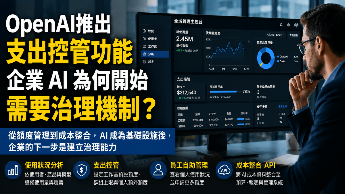 InfoAI | OpenAI 為 ChatGPT Enterprise 推出使用分析、支出控管與 Cost API。