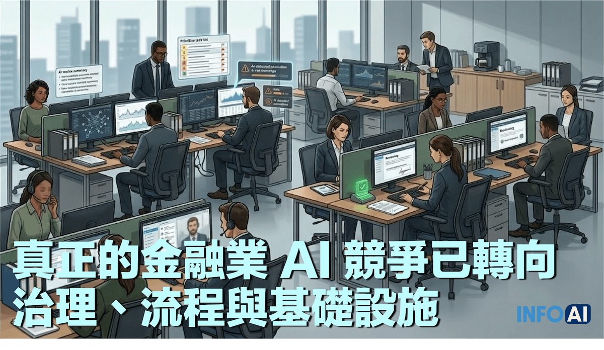 InfoAI | 金融業 AI 導入已跨過試驗期，下一步比的不再是誰先上線，而是誰能把 AI 放進可稽核、可擴張、可負責的流程。