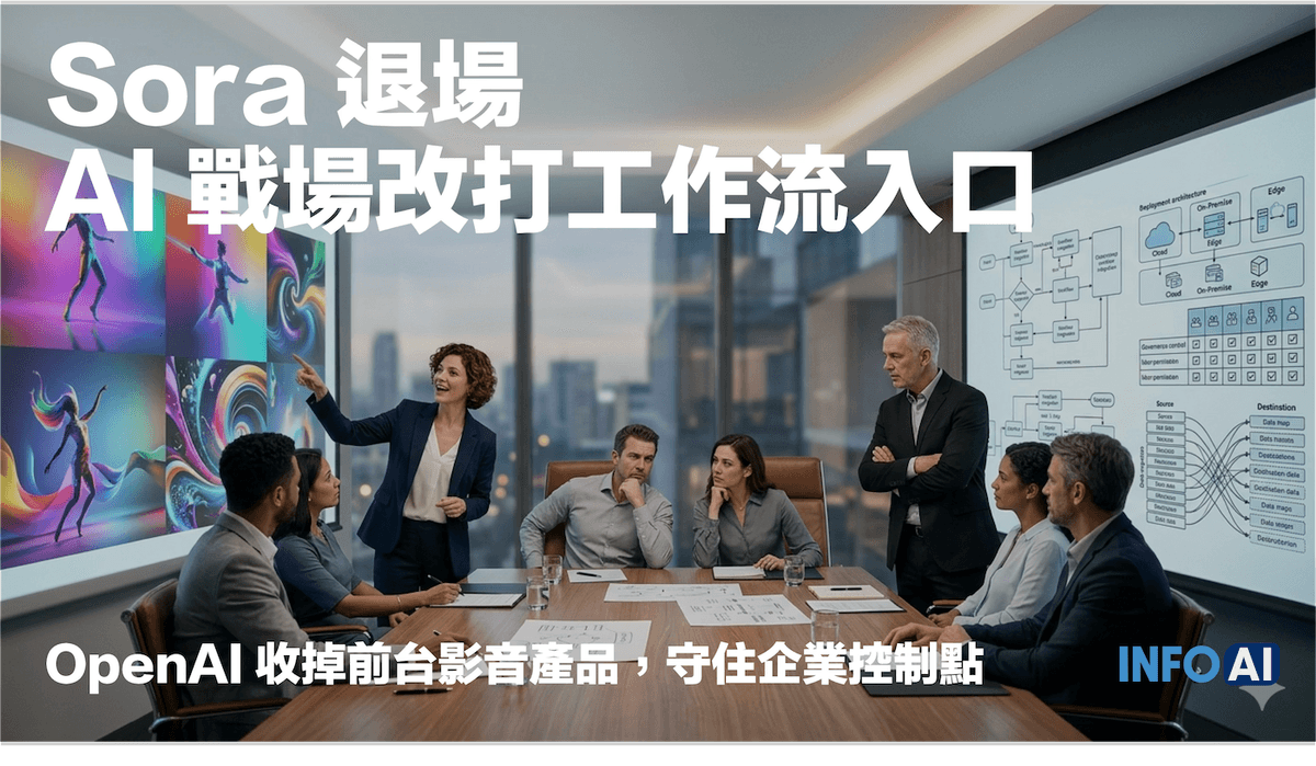 InfoAI | OpenAI 結束 Sora，重點不只是影片生成退場，而是企業 AI 競賽已轉向工作流入口。