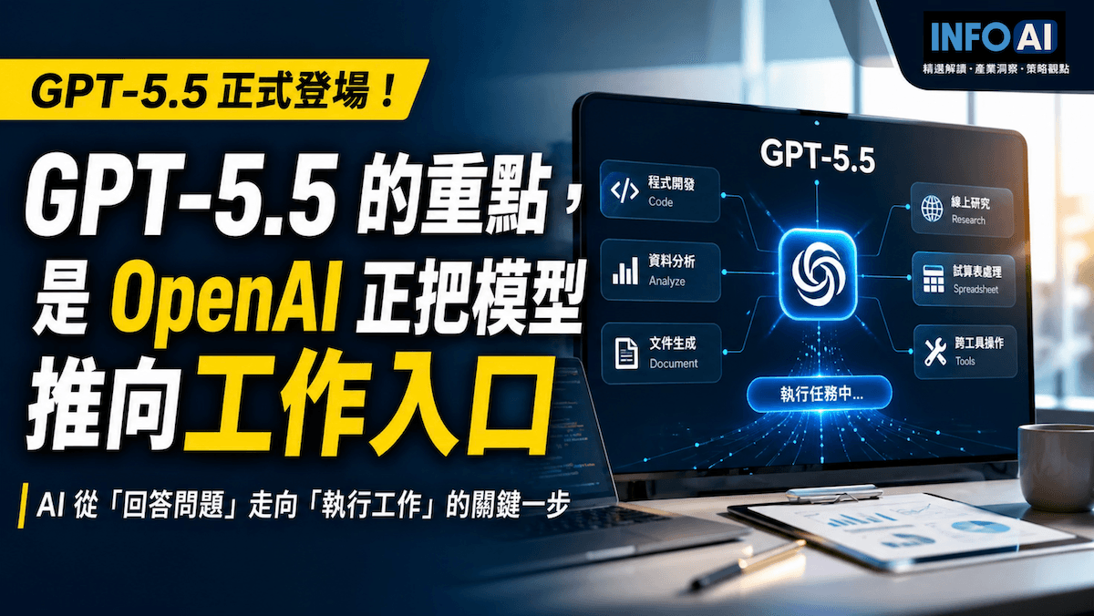 InfoAI | GPT-5.5 的重點不是模型又變強，而是 OpenAI 正把 ChatGPT、Codex 與跨工具代理能力推向企業工作入口。