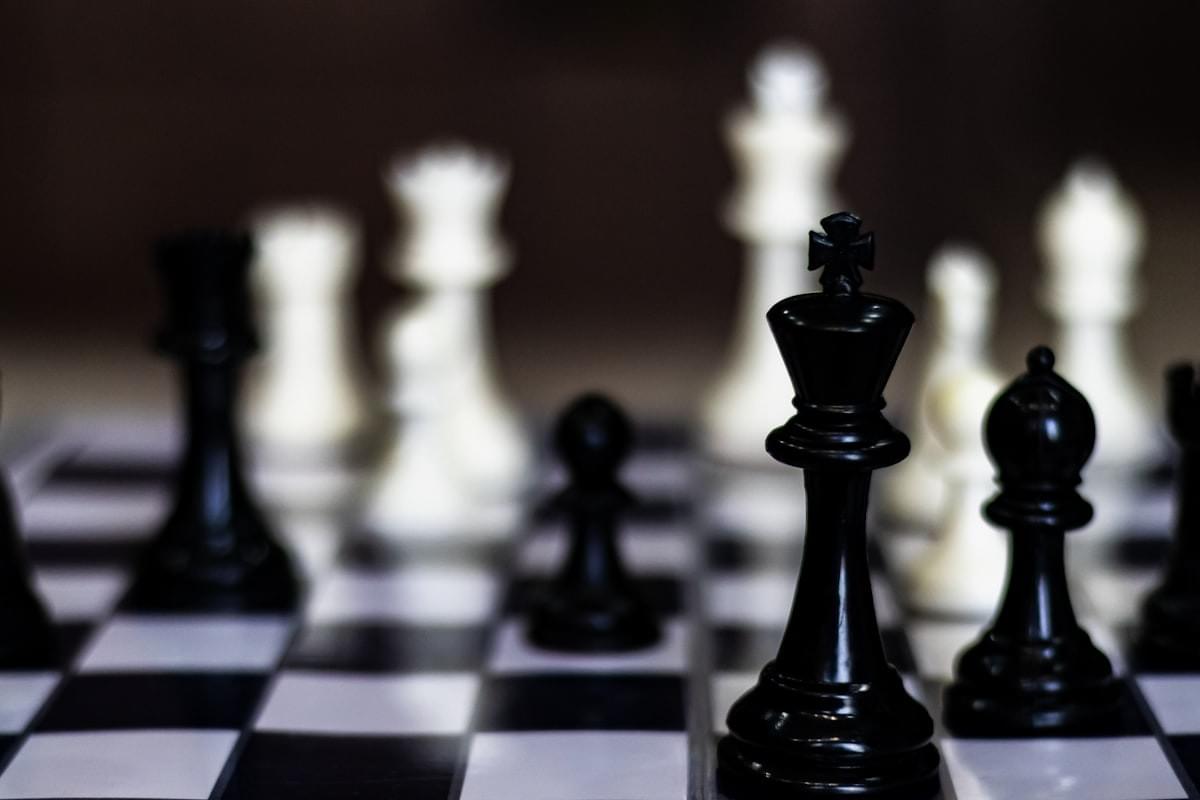 Chess board with standard Black and White pieces