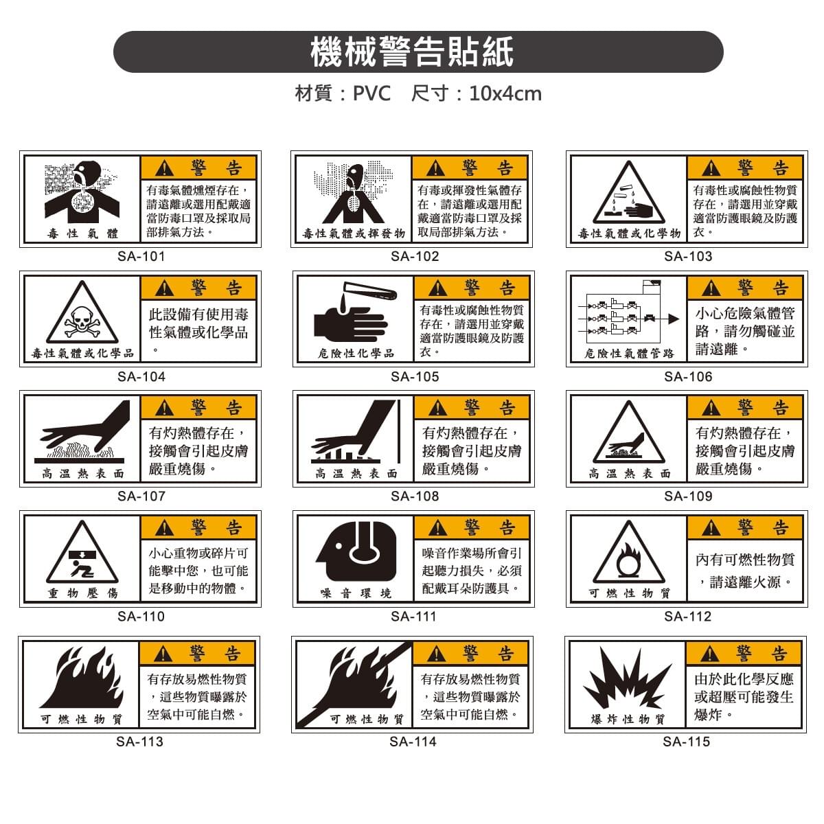 機械危險貼紙、機械危險牌