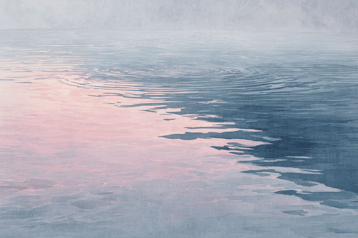 still water at dawn representing the Japanese concept of Nagi