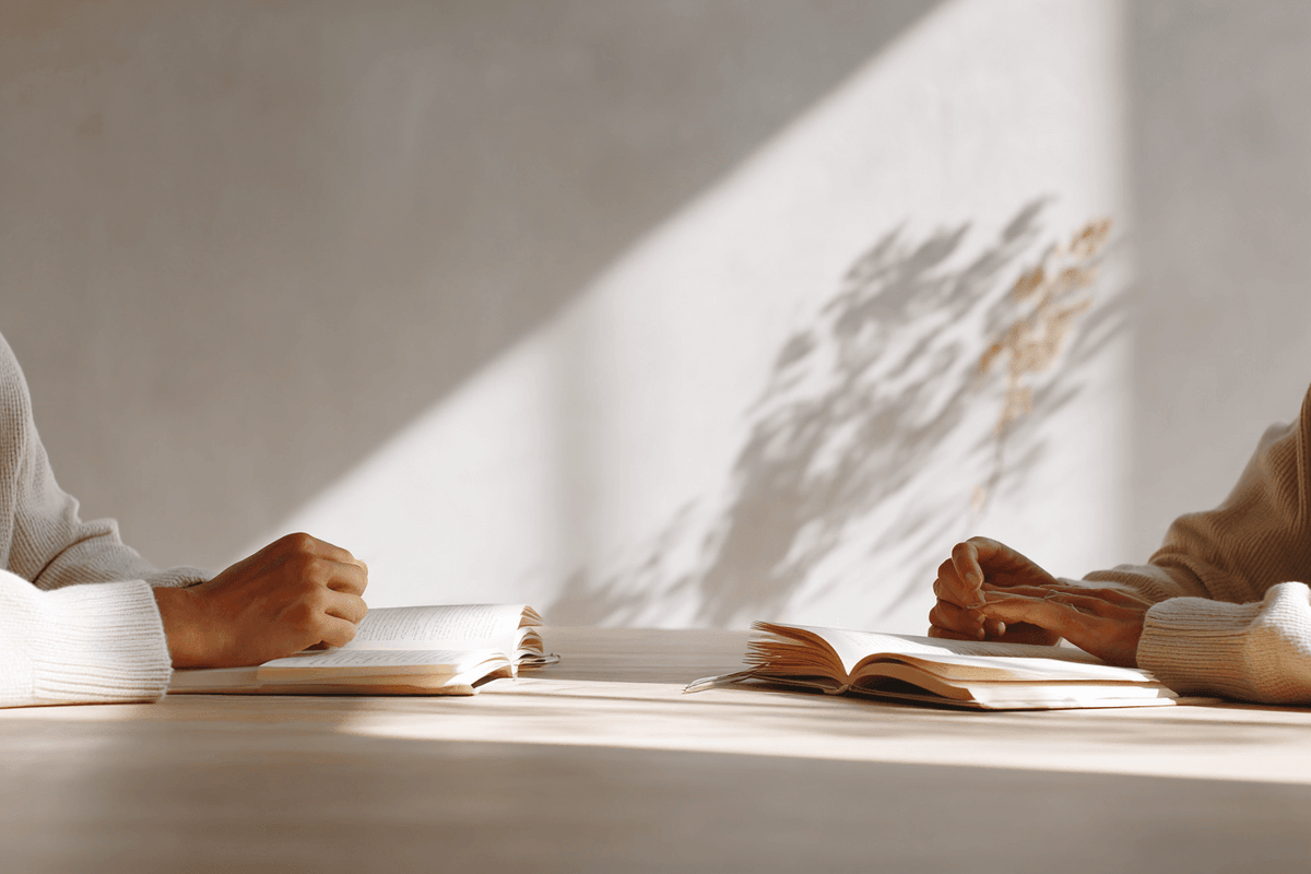 Soft morning light over journal and tea representing long-term burnout recovery coaching. Soft morning light over journal and tea representing long-term burnout recovery coaching.