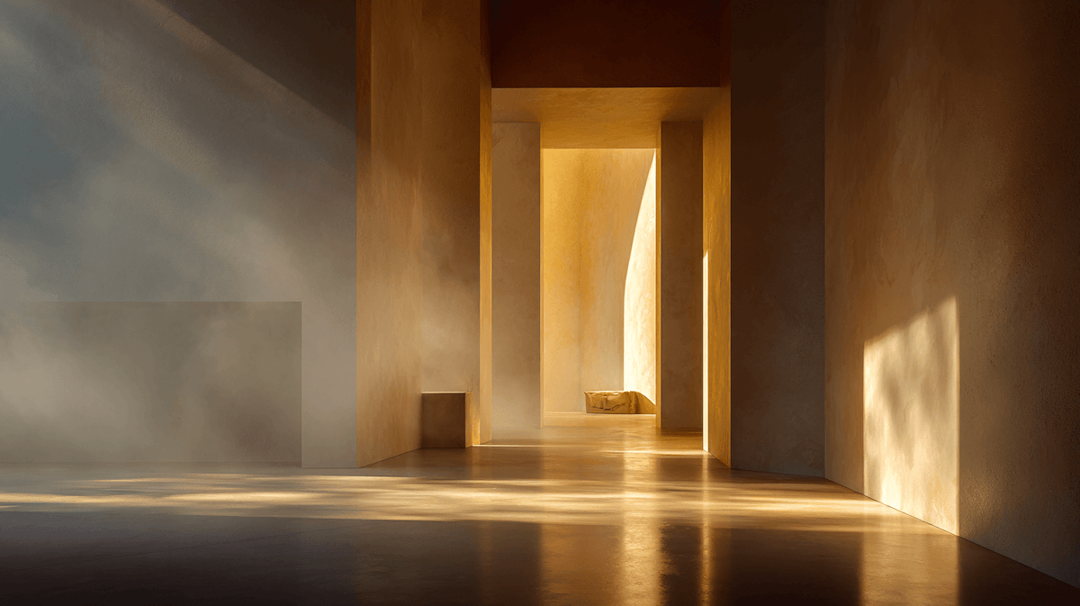 Soft golden light entering minimalist space — symbolizing nervous-system healing and emotional clarity