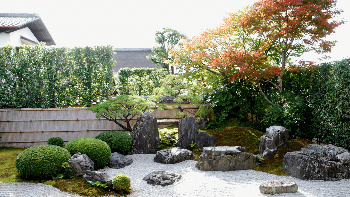 Kyoto zen garden with moss and stones