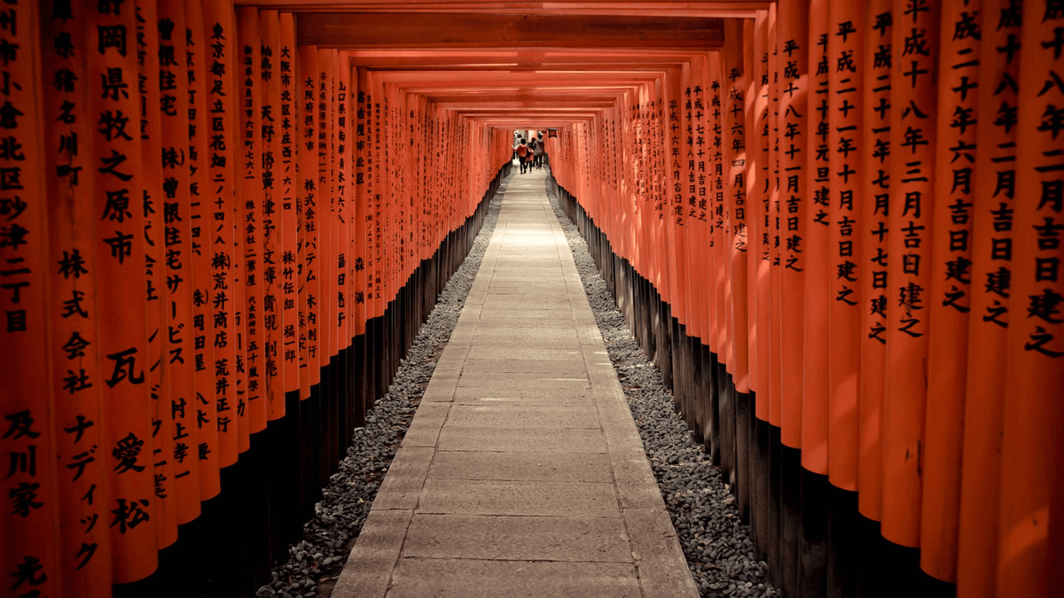 Fushimi Inari torii gates at dawn
