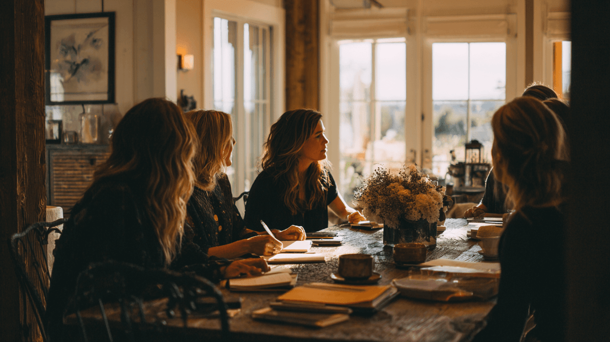 Luxury travel advisor gathering discussing burnout recovery retreats and transformational travel partnerships