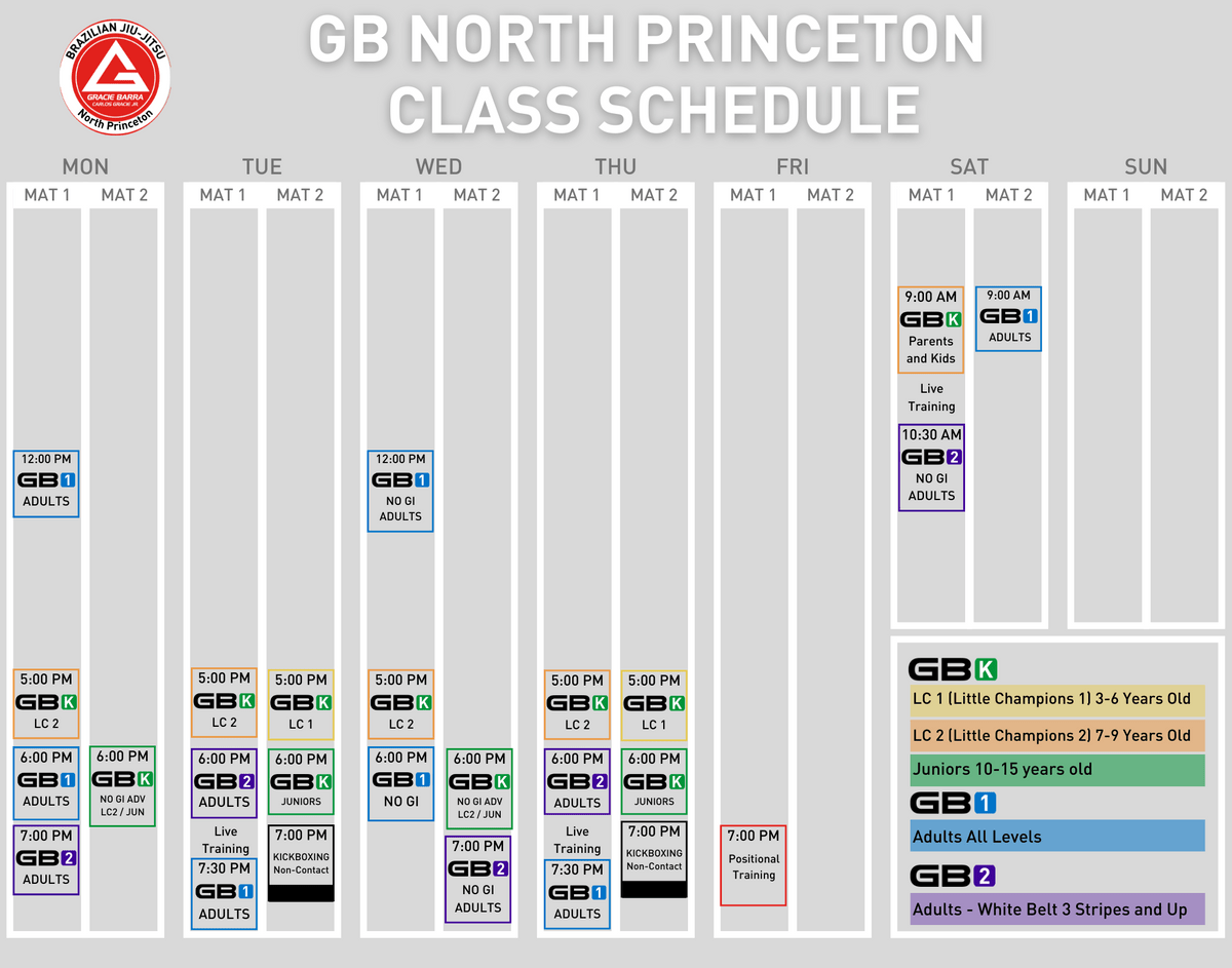 Schedule Gracie Barra Brazilian Jiu Jitsu Serving Princeton