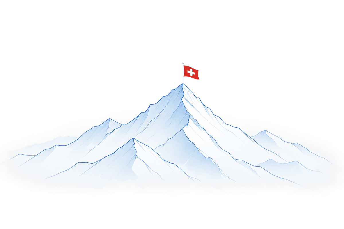 Montagna stilizzata con bandiera svizzera