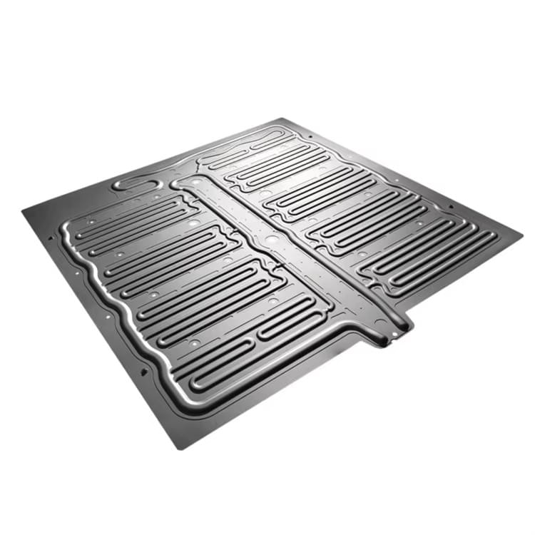 aluminum cooling plate for EV and energy storage systems with machined channels and inlet connectors