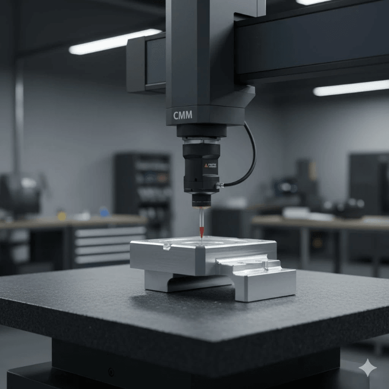 aluminum component quality inspection with CMM measurement and leak testing