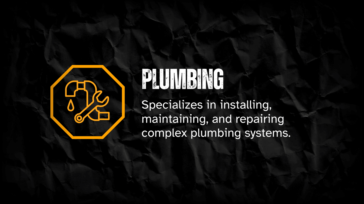 Your Trusted Partner in Construction Services General Contractor construction business, plumbing, hvac, electrical. Colors black white dark yellow