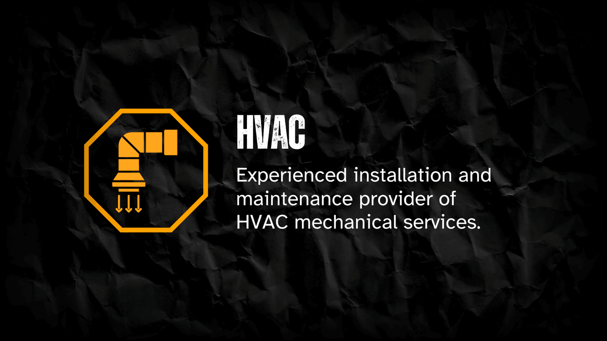 Your Trusted Partner in Construction Services General Contractor construction business, plumbing, hvac, electrical. Colors black white dark yellow