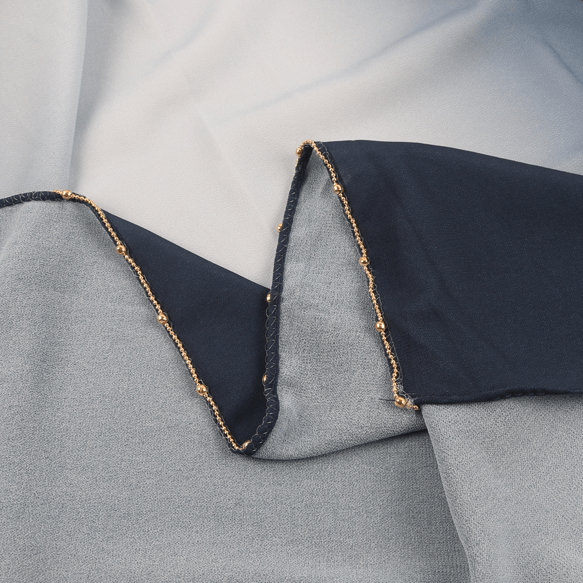 Custom Luxury Fashion Hijab with Crystal Accent Edge & Gradient Effect