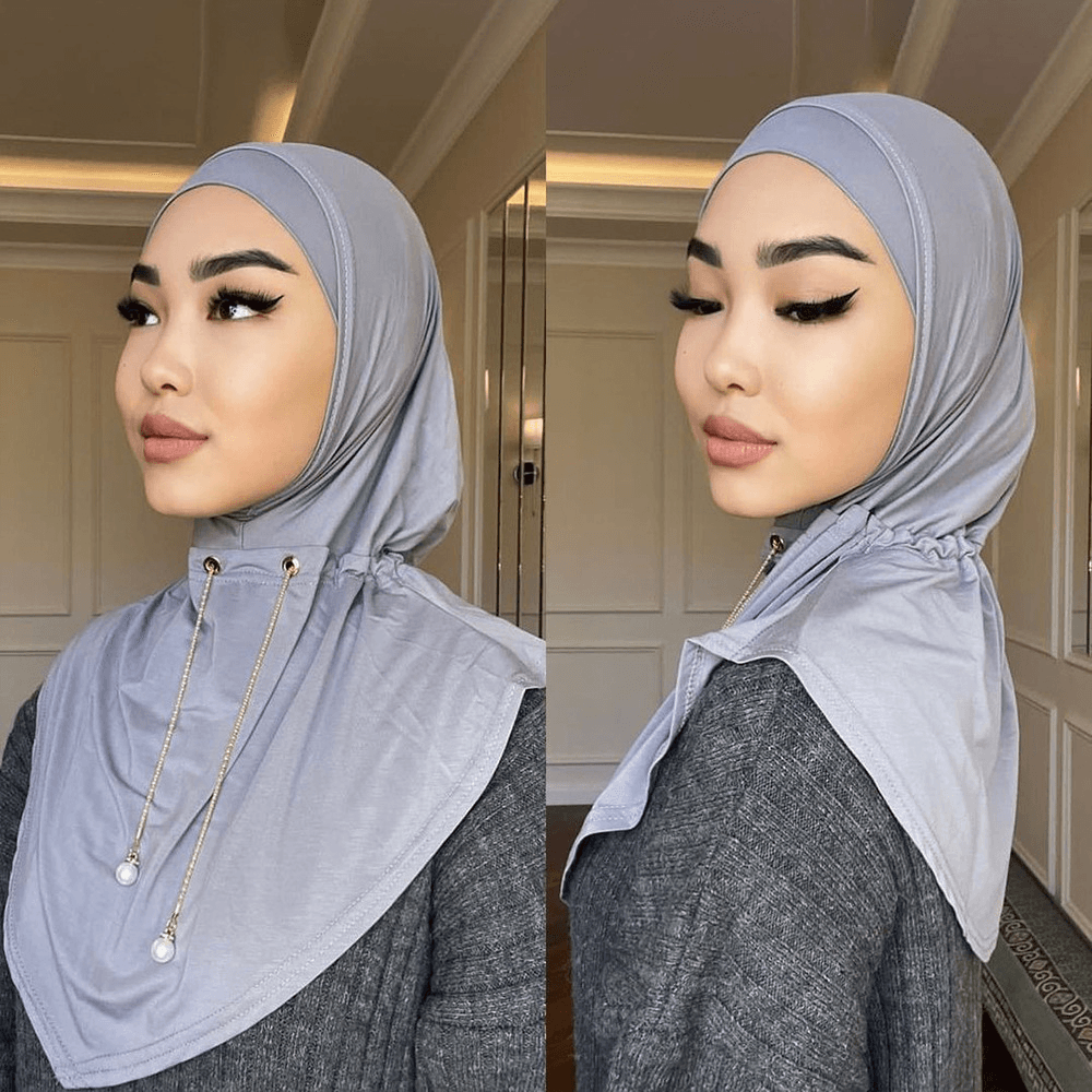 OEM Innovative Hood-Style Hijab with Customizable Metal Chains