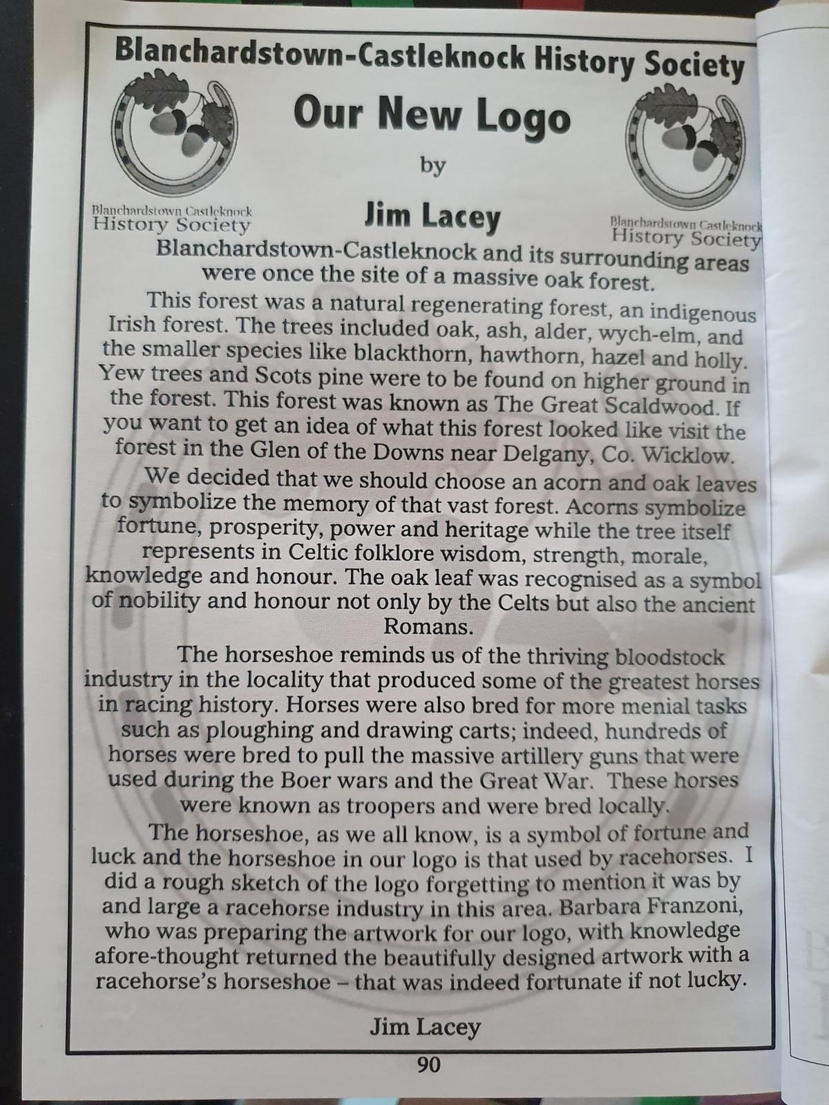 Blanchardstown Castleknock History Society - about our new logo