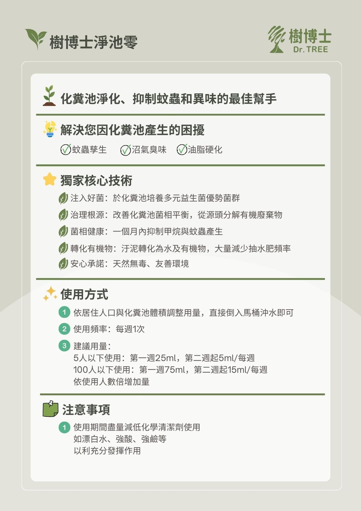 樹博士 淨池零 -化糞池專用