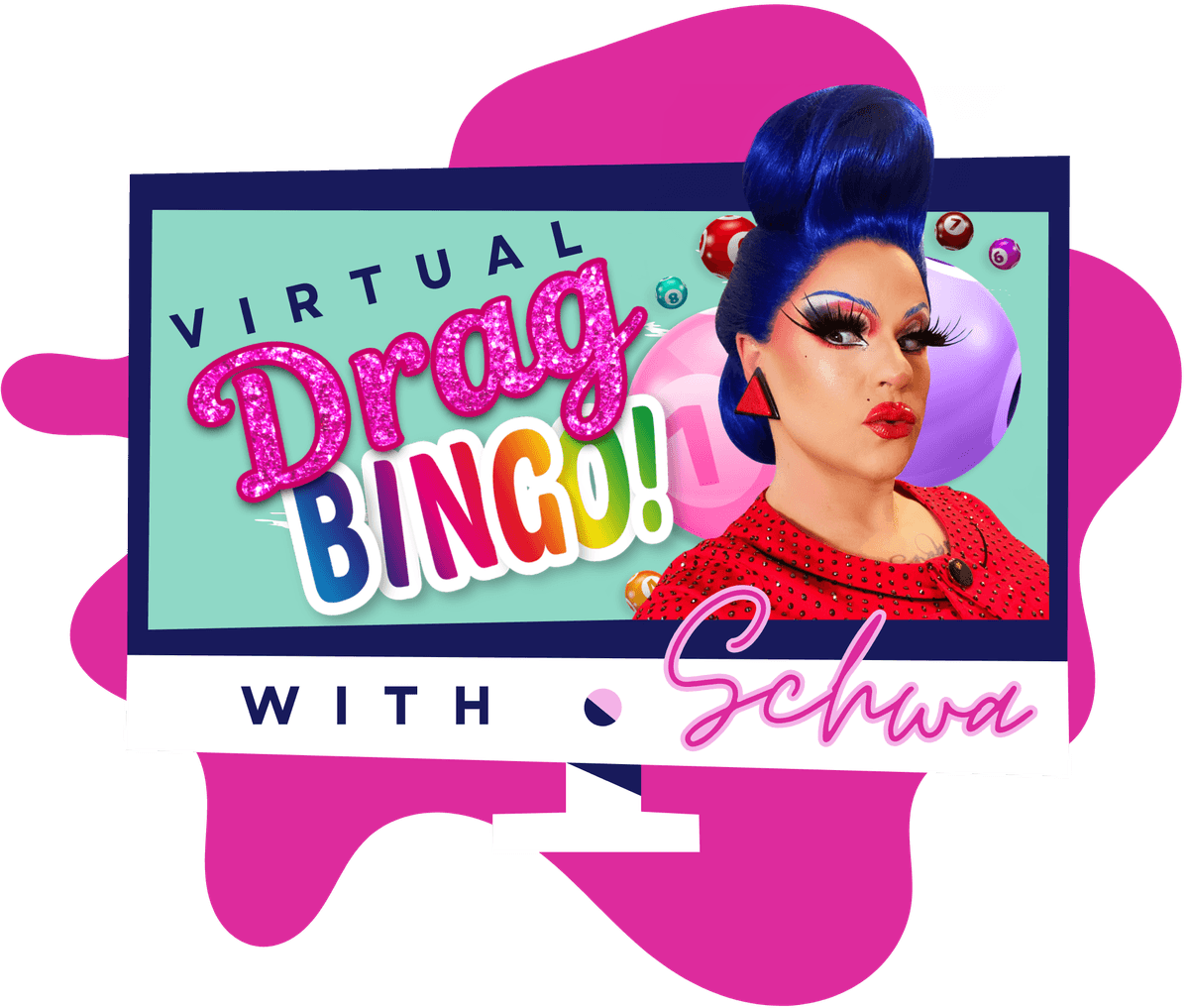 Schwa de Vivre, virtual drag queen host for corporate team building events Schwa de Vivre, virtual drag queen host for corporate team building events