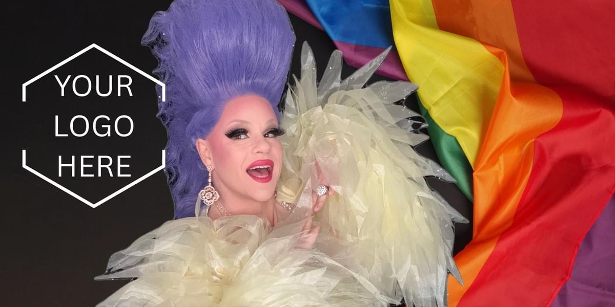 Drag queen Schwa de Vivre in custom themed costume for personalized virtual corporate entertainment events